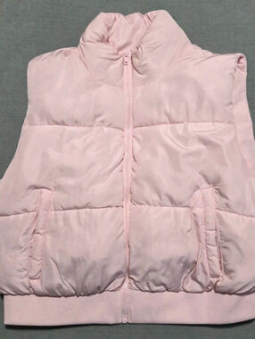 Madden Girl Women's Light Pink Puffer Vest Quilted Zip Front Ribbed Hem - L